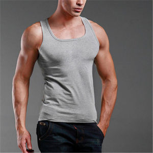 Camiseta sin Mangas Lisa Barata con Logotipo Personalizado al por Mayor, 95% Algodón, 5% Elastano, Camisetas Deportivas para Hombre, para Gimnasio, Culturismo y Running - Product Image 3