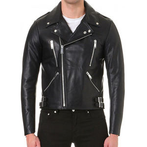 เสื้อแจ็คเก็ตหนังมอเตอร์ไซค์สำหรับผู้ชายทรงเข้ารูป รุ่นฤดูใบไม้ร่วง-ฤดูหนาว มีกระเป๋าซิป 4 ช่อง สีดำ สไตล์ลำลองสำหรับนักขี่มอเตอร์ไซค์ - Product Image 4