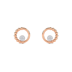Pendientes de tuerca de diamantes circulares con cuentas de oro macizo de 14K | Diamantes cultivados en laboratorio de 0,07 quilates | Opciones de oro rosa, blanco y amarillo - Product Image 1