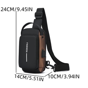 Sac de poitrine antivol pour homme avec port USB, multifonctionnel, en nylon imperméable, sac messager de voyage, sac bandoulière pour homme, vente en gros - Product Image 5