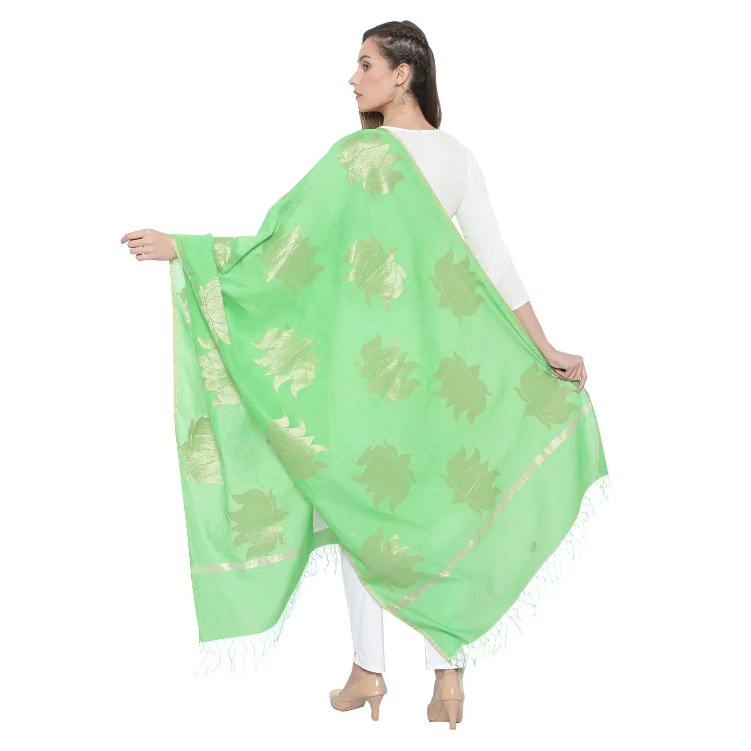 Frauen indische ethnische Designer bunte bestickte Damen Dupatta gestohlen Baumwolle Leinen Krepp Acryl Polyester Georgette