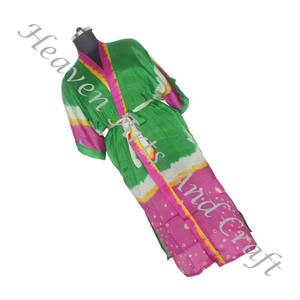 KL013 Kimono Vintage de Seda Pura para Mujer, Kimono Largo con Doble Bolsillo, Bata de Noche, Kimono Vintage de Verano - Product Image 1