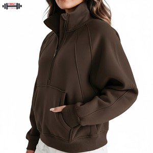 Sweat-shirt pour femme imprimé, hiver, personnalisé, couleur rouge, vente en gros, prix bas, streetwear, polaire, devant entièrement à manches longues - Product Image 3