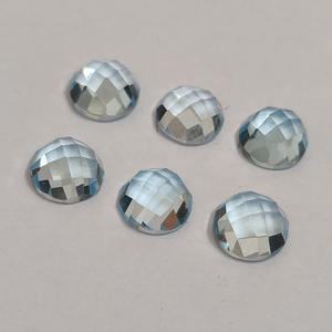 Topacio azul cielo de 8mm, tablero de damas redondo rosecut 2,44 CT, parte trasera plana - Product Image 3