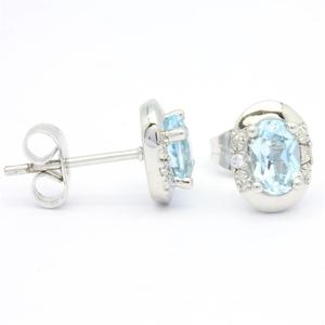 Pendientes de compromiso de oro blanco y topacio para mujer, regalo de aniversario, 18K, 14K, 9K, con tuerca - Product Image 6