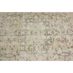 Tapis de Laine Turque Vintage de 39X85 pieds, Design Patchwork Beige et Vert, Tapis de Salon à Tissage Plat avec Support en Latex - Product Image 5