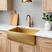 Évier de cuisine en laiton martelé artisanal de luxe, évier à tablier personnalisé à cuve unique pour les projets de rénovation de villas
