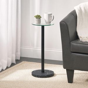 Hot Selling Modern Design Glass Top Side <b>Table</b> Round Accent Metal Furniture for Living Room with <b>Matt</b> Drink <b>Table</b> - Product Image 3