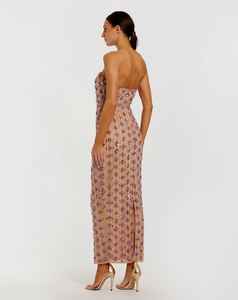 Robe de bal trapèze, robe de soirée perlée faite à la main avec technique de broderie, en tulle, motif uni pour les fêtes - Product Image 6