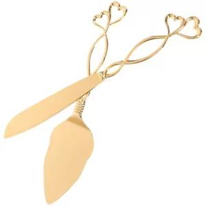 Juego de cuchillo y espátula para cortar pasteles de boda de acero inoxidable de primera calidad - Product Image 1