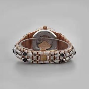 Iced Out Moissanite Diamond Skull Automatic Skeleton <b>Watch</b> Luxury Stainless Steel Band Analog Dial Display Mechanical Movement - Product Image 2