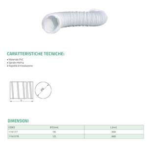 Manguera Flexible de PVC Tecnosystemi para Sistemas HVAC, para Succión y Ventilación - Product Image 3