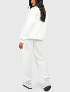 ชุดวอร์มผู้หญิงไซส์ใหญ่ ผ้าคอตตอน 100% ตัดเย็บตามสั่ง ทรงหลวม ไหล่ตก สำหรับฤดูหนาว น้ำหนักผ้า 220 กรัม พิมพ์ลายโลโก้ด้วยเทคนิค DTF แบบชุดคู่ - Product Image 6