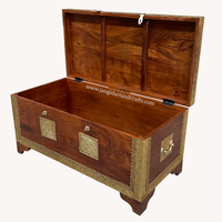 Organisateurs de coffre en bois de haute qualité fait à la main en laiton sculpté ajusté en bois Style Vintage boîte de coffre de rangement pour la décoration de la maison