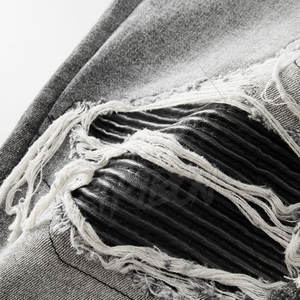 Pantalones vaqueros rasgados ligeros para hombre al por mayor patrón sólido ropa de invierno al aire libre transpirable y lavable - Product Image 4