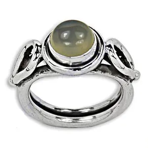 Bague Bohème en Pierre de Lune, Argent 925, Pierre Naturelle Ronde, Sertissage Clos, Bijou Unisexe, Pierre de Naissance de Juin, Usage Quotidien - Product Image 2