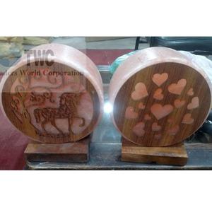 Vente en gros 100% taille précise belle lampe de sel en cristal sculpté en bois avec base en bois autres artisanat décoratif en cristal inclus - Product Image 6