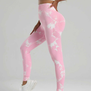Pantalones de Yoga de Spandex de cintura media para mujer, mallas de entrenamiento de cintura alta para gimnasio y correr con efecto de levantamiento de glúteos, estilo Tie Dye - Product Image 5