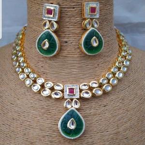 Hermoso Original de la mejor calidad chapado en oro clásico Kundan collar conjunto con pendientes para mujeres bodas compromisos desgaste - Product Image 1
