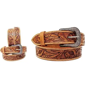 Floral Hand Carving & Tooling Western Brazilian Leather Belt Luxury Cowboy & Cowgirl Belt Rodeo International At Best Price