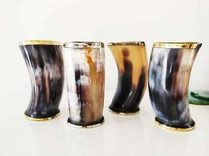 Navire à boire en corne d'animal artisanal rustique traditionnel tasse en verre en corne rustique pour les fêtes - Product Image 6