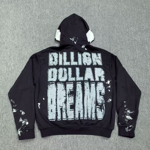 Sweat-shirt décontracté pour homme sur mesure par le fabricant, de haute qualité, 100% coton, imprimé à l'écran en soie dessiné à la main, sweat-shirt surdimensionné à fermeture éclair intégrale - Product Image 3