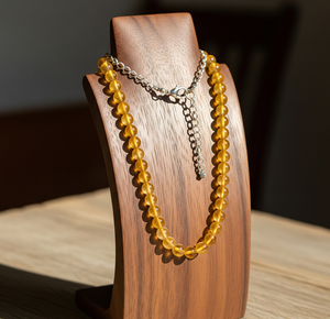 Buy Citrine Necklace for Women 18-Inch Hand Knotted Silver 925 Lock 14K Gold Plated Trendy Fashion Design 925 Silver <b>Beads</b> - Product Image 5