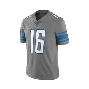 เสื้อฟุตบอลอเมริกันสีเทาสำหรับผู้ชาย หมายเลข 16 คอวี แขนสั้น ผ้าโพลีเอสเตอร์ซับเหงื่อ ชุดทีม - Product Image 2