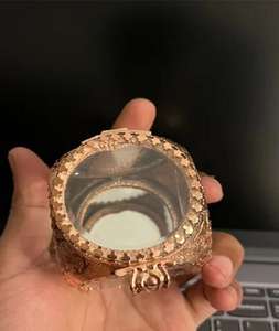 2021 métal petit verre argent trilatéral boîtes à bijoux Transparent bibelot organisateur avec bord doré et couvercle - Product Image 1