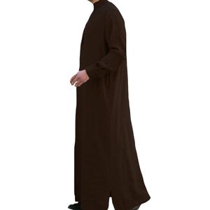 Thobe pour homme brun foncé, Kandura saoudien, Jubba islamique, Dishdasha, robe longue à manches longues pour l'hiver et la prière - Product Image 3