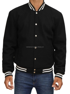 Veste universitaire Letterman en laine noire style baseball pour hommes avec broderie en chenille personnalisée - Product Image 3