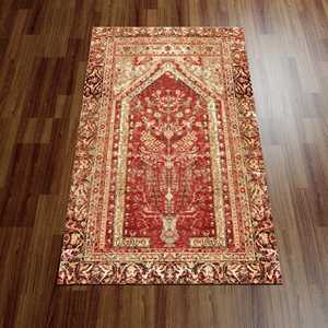 พรมลายดอกไม้สีแดง ดีไซน์วินเทจ พรมพิมพ์ลาย พรมขนนุ่ม - Product Image 3