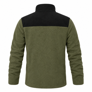<b>Men's</b> beige Color Block <b>Fleece</b> Jacket Stand Collar Full Zip <b>Sherpa</b> Lined Long Sleeve Winter Coat - Product Image 5