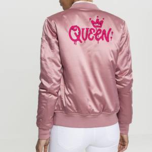 OEM Newest Breathable Style Long Sleeve Woman Crop Satin Bomber Jacket / Women's Clothing Custom Logo Satin Bomber Denim Jacket - Product Image 3
