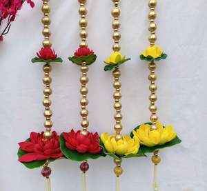 Colgante de loto de espuma duradera para templo de boda y decoraciones Pongal Onam telón de fondo de cuerda con cuentas para colgar - Product Image 4