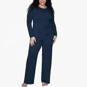 ชุดนอนผ้าฝ้ายแท้ 100% ลายเรียบสำหรับผู้หญิง เนื้อผ้านุ่ม ระบายอากาศได้ดี พร้อมเชือกผูกเอวและแขนเสื้อยาวเต็มตัว - Product Image 5