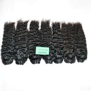 Extensions de cheveux humains vierges indiennes de temple, bouclés crépus, couleur noire, alignés sur la cuticule, lots de fournisseur Remy - Product Image 2