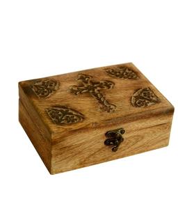 Boîte à bijoux antique en bois sculpté à la main pour femmes-bijoux pour hommes | Décoration intérieure (7 "x 5" x 2.5 "Sainte Croix) - Product Image 2