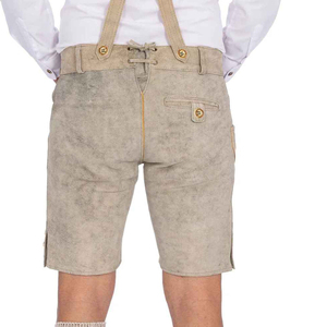 Lederhosen หนังนิ่มสั้นสำหรับผู้ชายเครื่องแต่งกายสไตล์เยอรมันลายทึบดีไซน์โลโก้ตามสั่ง - Product Image 6