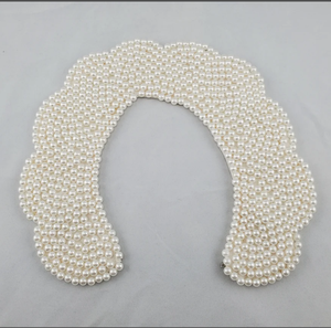 Cream <b>Beaded</b> Collar <b>Necklace</b> with Faux Pearls, Detachable Collar Fringe <b>Beaded</b> <b>Necklace</b> Fringe <b>Beaded</b> Bandana - Product Image 1