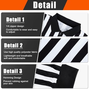 เสื้อกีฬาแขนยาวลายทางสำหรับผู้ชายเสื้อผู้ตัดสินอย่างเป็นทางการสายรัดแขนสีส้มแดงนกหวีด - Product Image 6