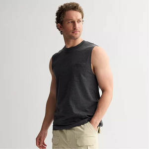 Camisetas sin mangas de gimnasio para hombre de verano de alta calidad, camiseta sin mangas básica de ajuste holgado de algodón peinado - Product Image 6