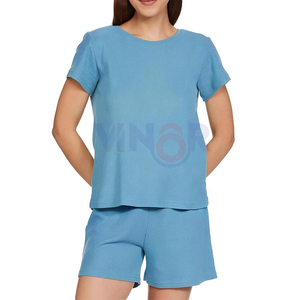 Chándales cortos de dos piezas para mujer, conjunto de dos piezas con logotipo personalizado de alta calidad, precio al por mayor, conjuntos de dos piezas de algodón con OEM - Product Image 2