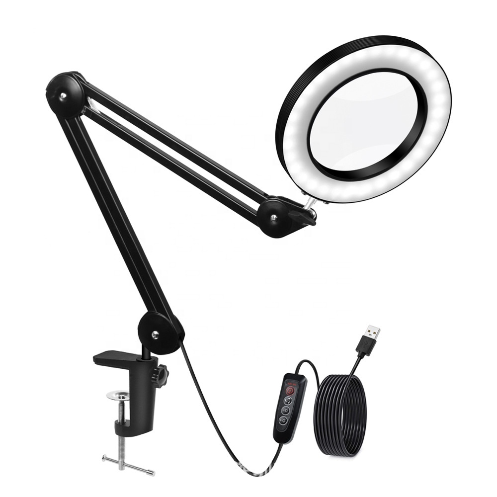 3 modalità colore 80 LED 5X lente d'ingrandimento con 16W LED light stand lente d'ingrandimento illuminata per tatuaggi ciglia Salon