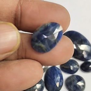 30 piezas de zafiro azul Natural 10-26mm Oval Fancy Free Size Rose Cut Cabochon 277 Cts Lot Flat Back Sapphire Loose Gemstone - Product Image 3