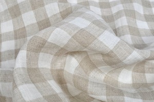 Tela de lino 100% orgánico Natural lavada a la piedra a cuadros blanco Beige tejido técnicas para textiles para el hogar ropa de cama sofá vestidos-para - Product Image 6
