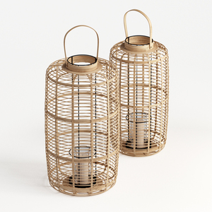 Portavelas de bambú navideño hecho a mano con diseño de cuerda cruzada de vidrio Material de madera de linterna de tormenta - Product Image 3