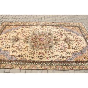 พรมวินเทจตุรกี ขนาด 5.2x9.3 ฟุต พรมขนสัตว์ลายทางสีน้ำตาล - Product Image 4