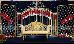 Cadre de toile de fond pour mariage musulman en demi-lune DST Exports Hot Selling Traditional Luxury Gold Grand Maharaja Stage Factory Price USA - Product Image 4