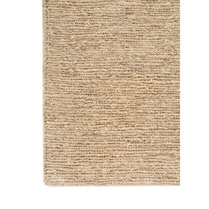 พรมปูพื้นสีเบจและสีน้ำตาลทำมือจากเส้นใยปอกระเจาและป่าน รุ่น Nomadic Threads ลายทอเรียบ PKJT-108 สำหรับตกแต่งห้องนั่งเล่นในบ้าน - Product Image 4